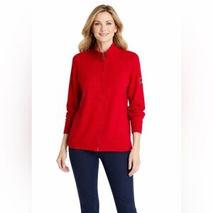 Vintage St John Sport Red Santana Knit Full Zip Sweater Jacket, no tag‎ Large